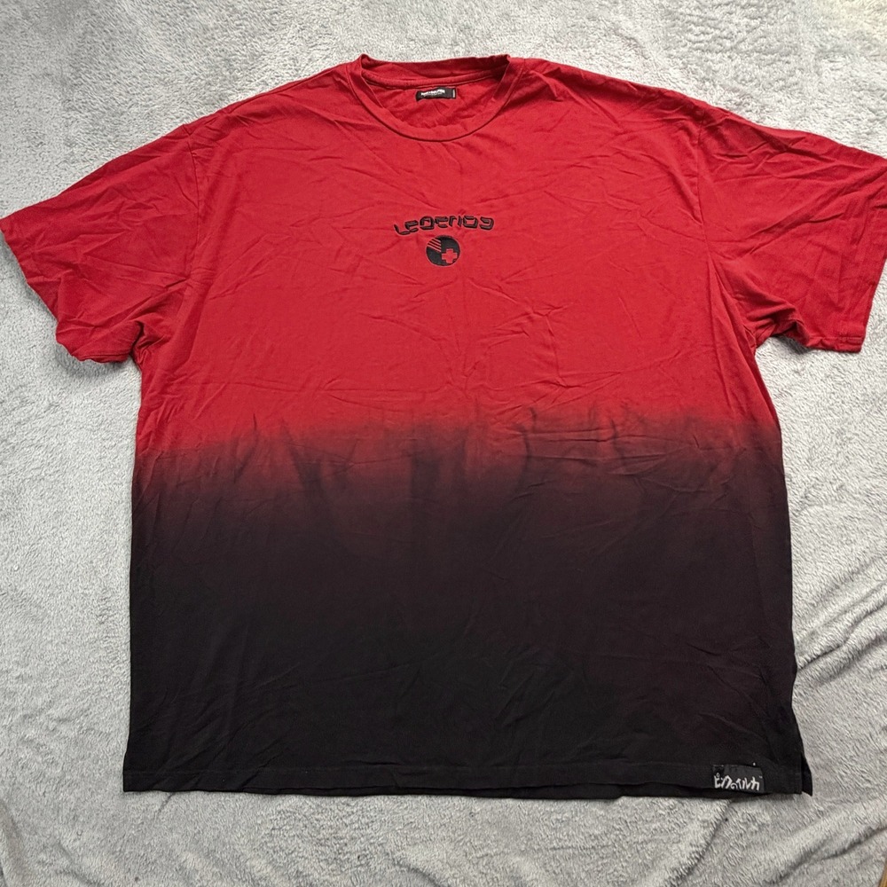 Pink Dolphin Legends Ombre T-Shirt Mens 4XL Red Black Dip Dye Streetwear Tee